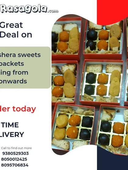 We are fully equipped to handle bulk orders for corporate gifting, as shown by this batch of Dussehra sweets gift packets. Each box is carefully packed with an assortment of our popular sweets, ready for on-time delivery across Bangalore.