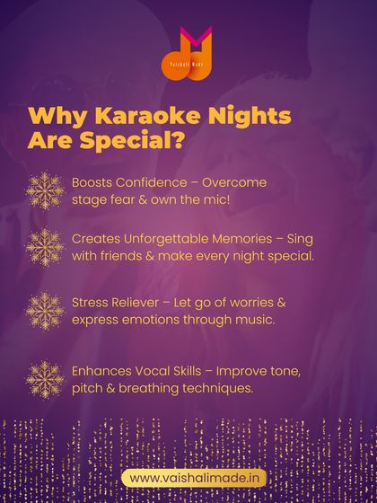 This image explains why our Karaoke Nights are special. They boost confidence, create memories, relieve stress, and enhance your vocal skills, making it more than just a fun night out.