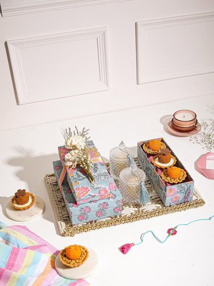 Our Rakhi Special Hamper, designed with heartfelt moments in mind. This set includes our handcrafted desserts and a beautiful Rakhi to celebrate your forever bond.