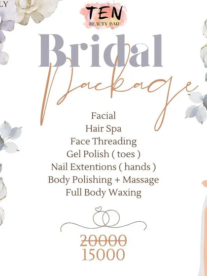 Our all-inclusive bridal package is designed to have you glowing from head to toe. It covers everything from a relaxing hair spa and facial to detailed nail extensions and body polishing, ensuring you are completely relaxed and radiant.