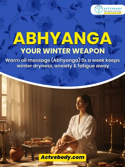 I call Abhyanga my winter weapon for a reason. This image captures the peace of a warm oil self-massage, a simple ritual I recommend to fight winter dryness, calm anxiety, and keep fatigue away. It’s a beautiful act of self-love.