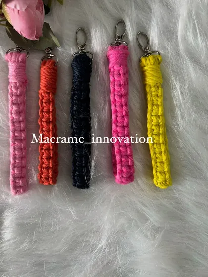 Another view of the macrame wristlets, showing off the different colors available. Which one would you pick?