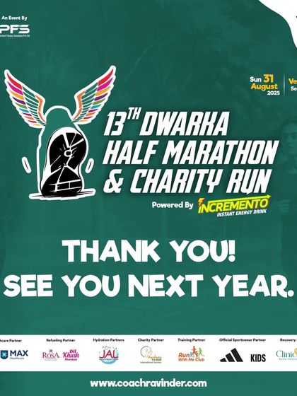 A huge thank you to all participants of the 13th Dwarka Half Marathon. This post-event announcement provides links for timing certificates and photos.