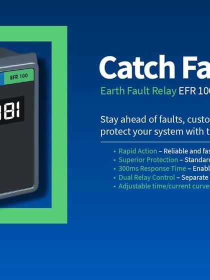 Catch faults fast with my Earth Fault Relay EFR 100. It offers rapid and reliable fault detection with a sub-300ms response time.