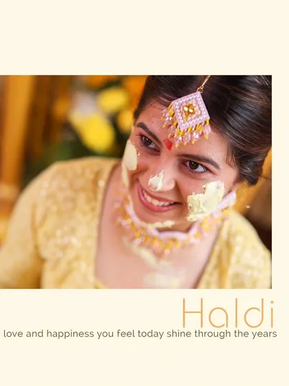 A close-up of the bride's happy face during her Haldi, a testament to the joyful atmosphere I strive to create.