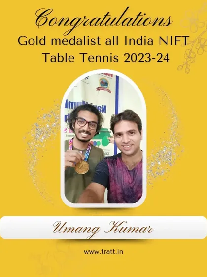 We are proud to celebrate the success of our student, Umang Kumar, who won the gold medal at the All India NIFT Table Tennis tournament. His victory is a testament to his hard work and our structured coaching approach for college-level athletes.