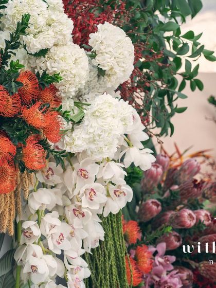 A close-up of the vibrant florals from the 'Garden of Gaia' wall.