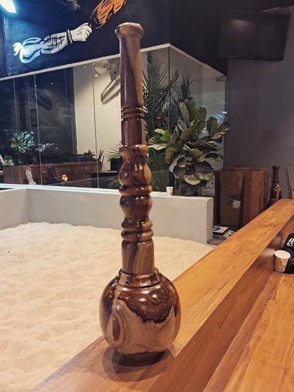 A beautifully crafted Gada in our dugout. The sandpit in the background is our tribute to the traditional akhara.