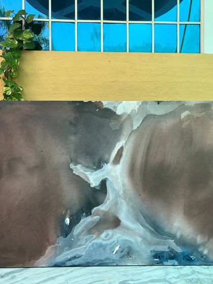 Another of the 8ft x 4ft fluid abstracts, this one in a palette of earthy browns and whites.