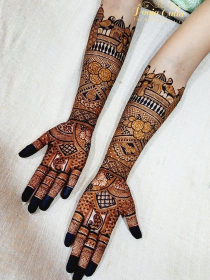 A beautiful bridal design without human figures, featuring roses, peacocks, and architectural domes for a look that is both floral and regal.