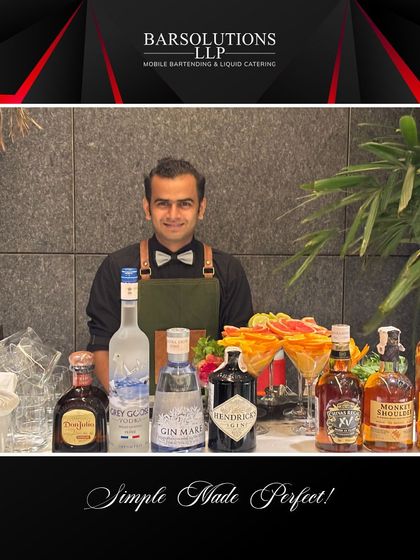 A full display of the premium spirits we offer for private events, including Grey Goose, Hendrick's, and Monkey Shoulder.