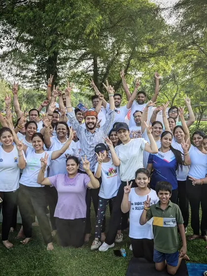 The energy of our Yogiparivaar is our greatest strength. This is a glimpse of the joy and togetherness from one of our outdoor yoga events, where students of all ages and levels practice as one family.
