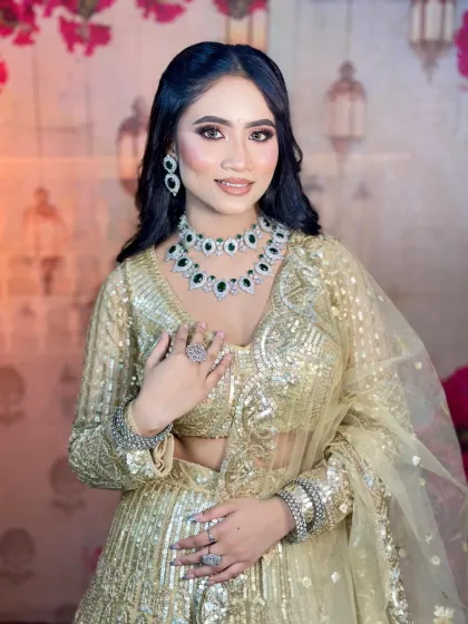 A close-up showing the flawless base and soft contour. This is the kind of polished look that clients love for their special events.