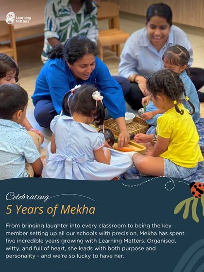 Celebrating a 5-year milestone for Mekha, one of our key educators. We believe in honoring the dedication and passion of our team members who are so integral to the children's journeys.
