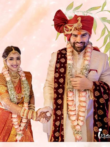 A beautiful couple on their wedding day, blending traditions. We have experience planning weddings across different cultures, ensuring every ritual is honored and celebrated.