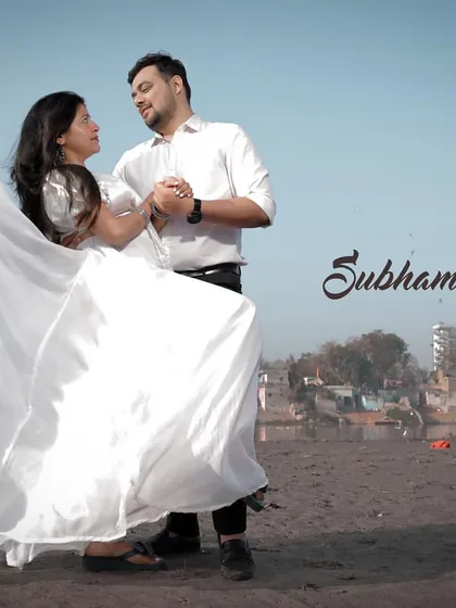 A perfect filmy moment from a pre-wedding shoot. I love creating dynamic, joyful shots like this that feel natural and full of life, showing a couple's true connection.
