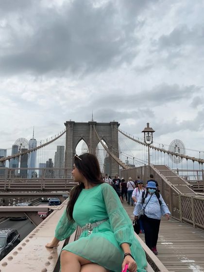 A close-up on the Brooklyn Bridge, capturing the feeling of being in the heart of the city.