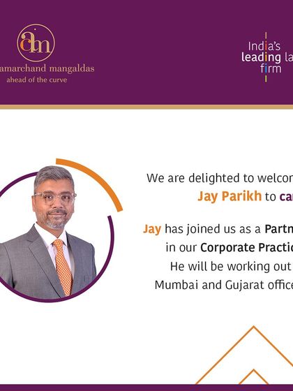 We are delighted to welcome Jay Parikh, who has joined our Corporate Practice as a Partner based in our Mumbai and Gujarat offices.
