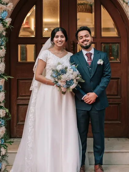 A beautiful shot of my bride Sasha and her groom. Her minimalistic makeup and simple, elegant styling were perfect for her church wedding.