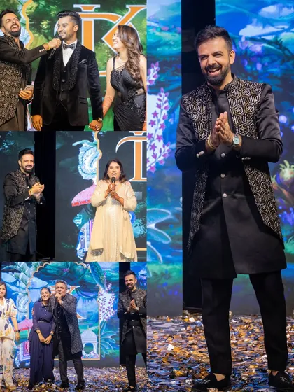A Sangeet night is all about family, fun, and unforgettable performances. This collage captures the joy of interacting with the couple and their loved ones, ensuring everyone feels like a star on stage.