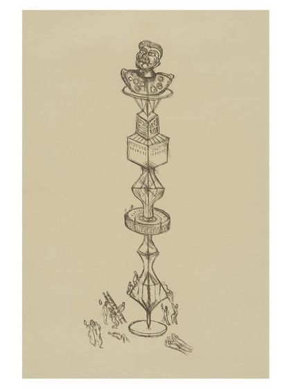 'Potentate', an etching by the renowned artist Gulammohammed Sheikh, featured at Art Mumbai.