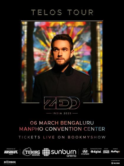 The official poster for Zedd's Telos Tour in Bengaluru, a key piece of the promotional campaign that built massive excitement for the show.