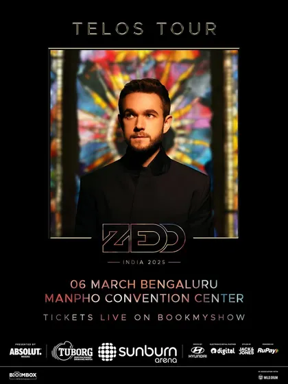 The official poster for Zedd's Telos Tour in Bengaluru, a key piece of the promotional campaign that built massive excitement for the show.