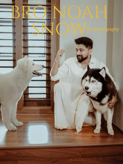 Your pets are part of your family, and I love including them in shoots. This relaxed, at-home portrait with two beautiful huskies captures a moment of genuine connection and personality.