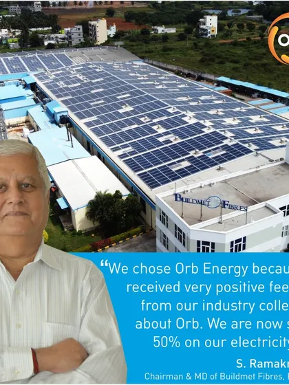 For Buildmet Fibres in Bangalore, a leading supplier of FIBC bags, our 1.2 MWp rooftop solar system is generating annual savings of 1.2 crore rupees. The Chairman, S. Ramakrishnan, chose us based on positive feedback from industry colleagues. This project highlights our capability to execute large-scale installations that deliver significant financial returns, with a payback period of less than 3.5 years.