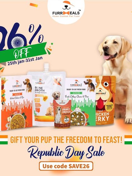 Gift your pup the freedom to feast with my Republic Day Sale. Celebrate with a proud discount on our entire range of fresh, natural, and healthy dog food.