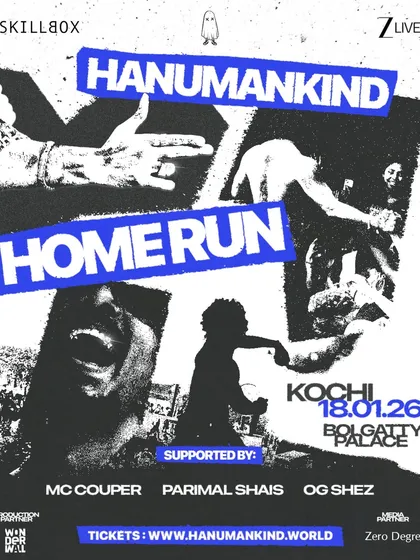 The full lineup for Hanumankind's homecoming show in Kochi, featuring MC Couper, Parimal Shais, and OG Shez.