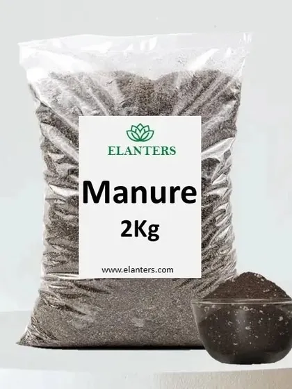 Our 2kg pack of high-quality manure. We use this to enrich the soil for all types of plants, from vegetables to ornamentals.