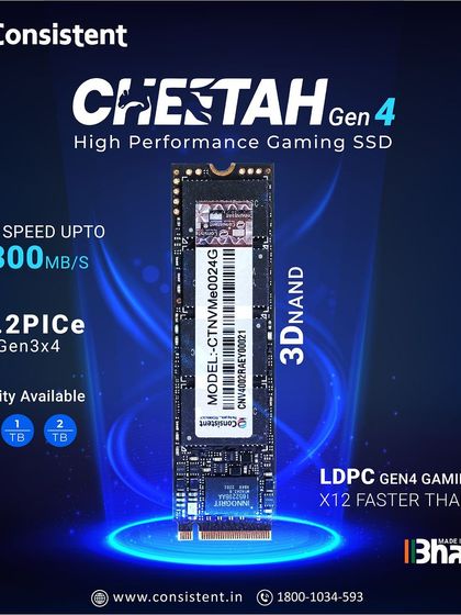 The Cheetah Gen 4 high-performance gaming SSD delivers blazing-fast read speeds up to 7300MB/s. This M.2 NVMe drive is 12 times faster than SATA, making it ideal for elite gaming and professional use.