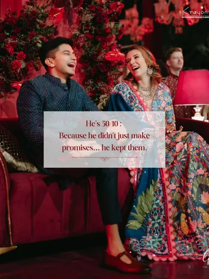 He's a 50/10 because he didn't just make promises, he kept them. A couple sharing a laugh, embodying a love built on trust and joy.