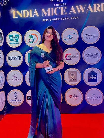 Holding my own award at the India MICE Awards 2024. It was an honor to host and also be recognized by the industry.