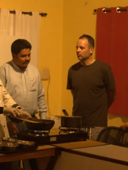Another angle from our Ayurvedic cooking session, showing the engagement of our international guests. They are learning how to incorporate simple, powerful recipes into their daily routines for a healthier lifestyle.