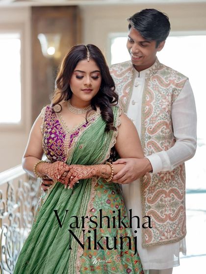 A classic and elegant portrait of the couple from their Roka ceremony, a beautiful start to their wedding journey.