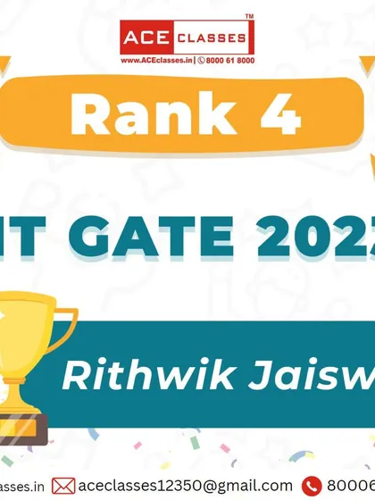 Continuing our streak of top results, we congratulate Rithwik Jaiswal for achieving Rank 4 in the IIT GATE 2023 exam.