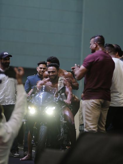 Starting up the BMW on stage. The reward for all the sacrifice.