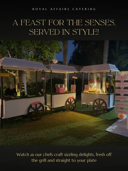 Our live cooking stations are a feast for the senses. We set up elegant food carts where our chefs craft sizzling delights, from popcorn to other treats, straight from the grill to your plate.