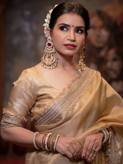 Another beautiful portrait from the shoot, capturing the regal and classic vibe.