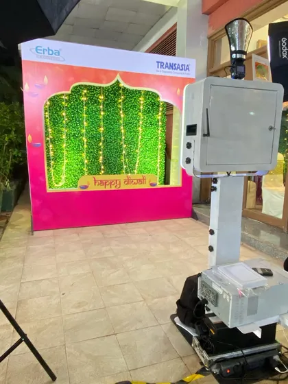 My American-style instant photoprint setup for Transasia's Diwali Family Day. The festive backdrop with fairy lights created a warm and inviting photo opportunity.