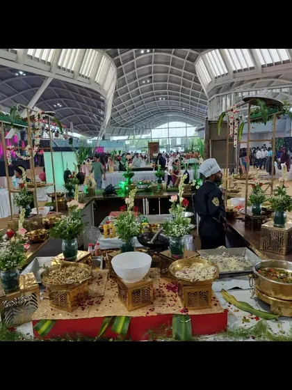 I can handle catering for large scale corporate events and exhibitions, like this one at the CIDCO Exhibition Centre. This photo shows a special salad counter I set up, demonstrating my capability to create impressive food displays for high-profile gatherings.