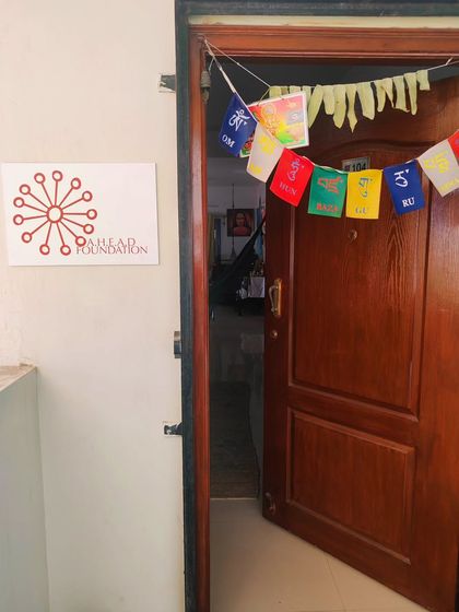 The door to our AHEAD Foundation, the non-profit organization that houses our Haan Hum initiative. It represents our core values: Art, Hope, Equality, Autonomy, and Dialogue.