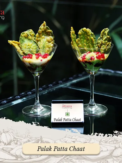 A modern twist on a classic street food favourite. Our Palak Patta Chaat, served in elegant martini glasses, demonstrates our culinary creativity and commitment to beautiful presentation.