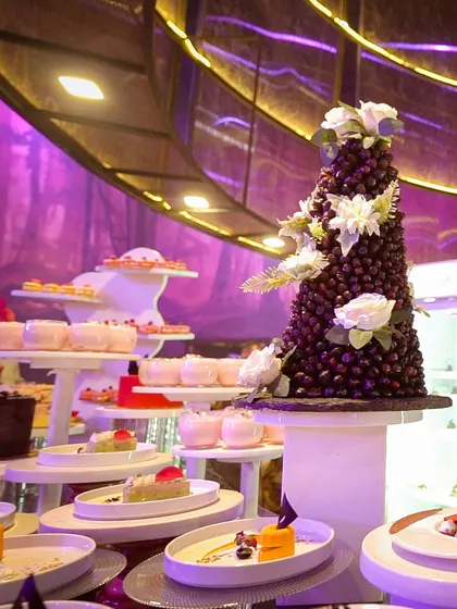 A glimpse into our world of decadent finales. This grand dessert display showcases our commitment to abundance and artistry, turning the final course into a stunning centerpiece.