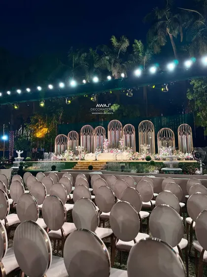 The view from the guest seating, showing the impressive scale of the stage and the thoughtful layout of the entire event space.