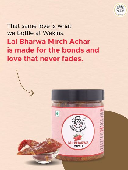 That same love is what we bottle at Wekins. Our Lal Bharwa Mirch Achaar is made for the bonds that never fade, a taste that connects you to your roots and the people you love.