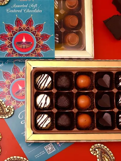 A large gift box of our assorted soft-centered chocolates, offering a luxurious and varied selection for Diwali.