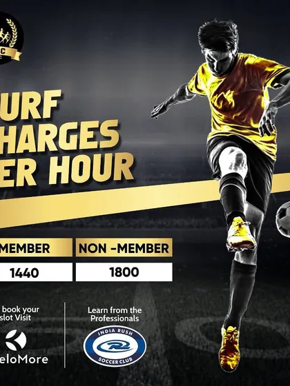 Our turf is available for booking by the hour for both members and non-members. This graphic details the charges for booking a slot to play on our professional football pitch.